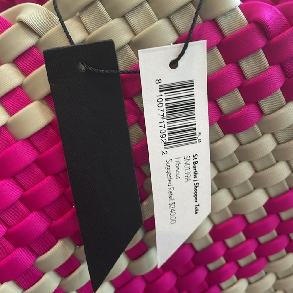 New Naghedi Shopper Tote Bag in Stylish Pink and Cream. - Picture 2 of 2